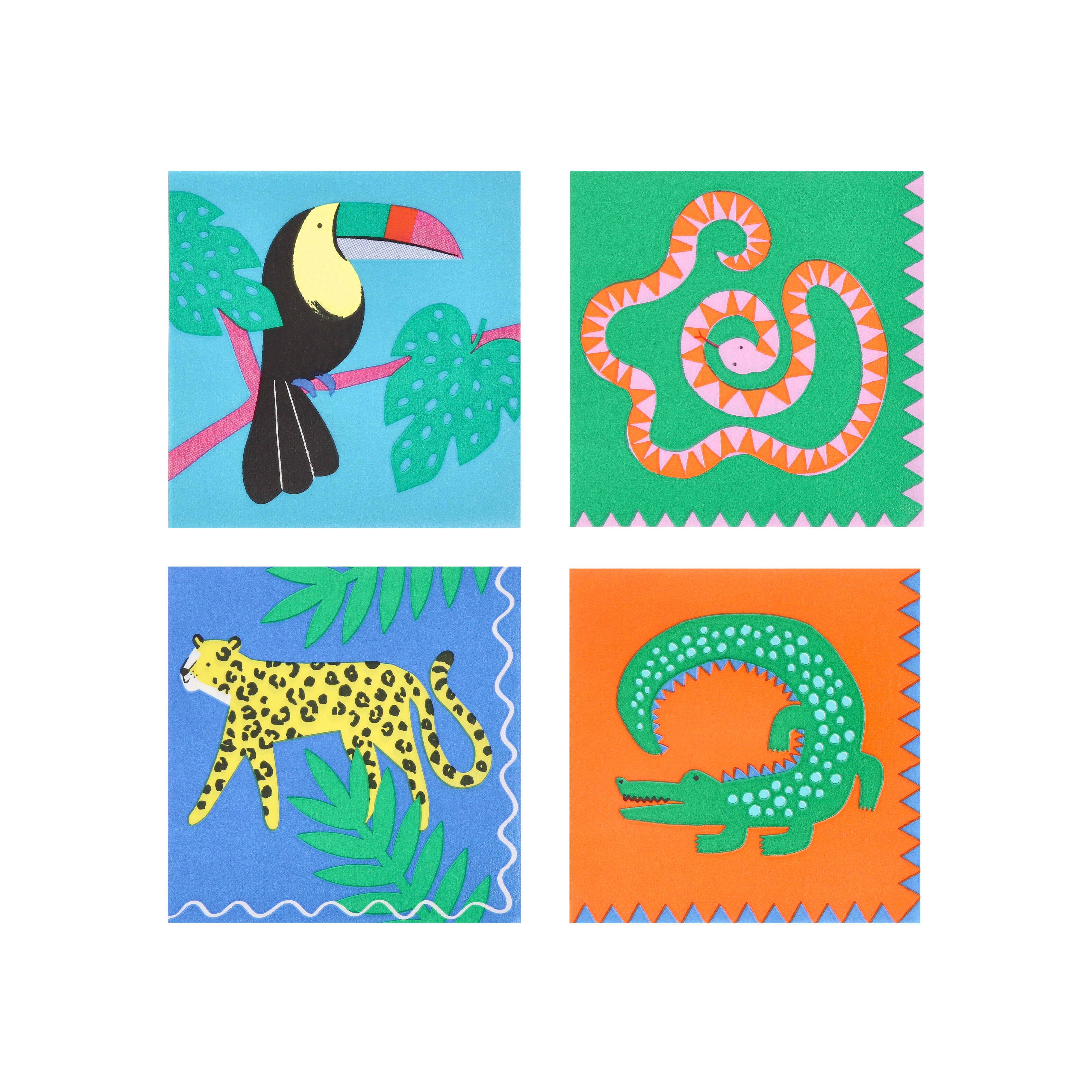 Tierbild, Tukan, Krokodil, Leopard, Schlange
