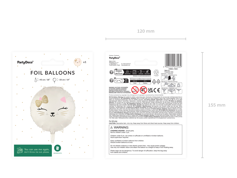 Folienballon, Luftballon, Katze-Design, Silberfarben, Mond-Design