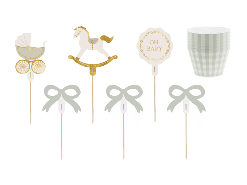 Baby-Schmuck, Torten-Deko, Puppenwagen, Karussell, Cupcake-Stecker