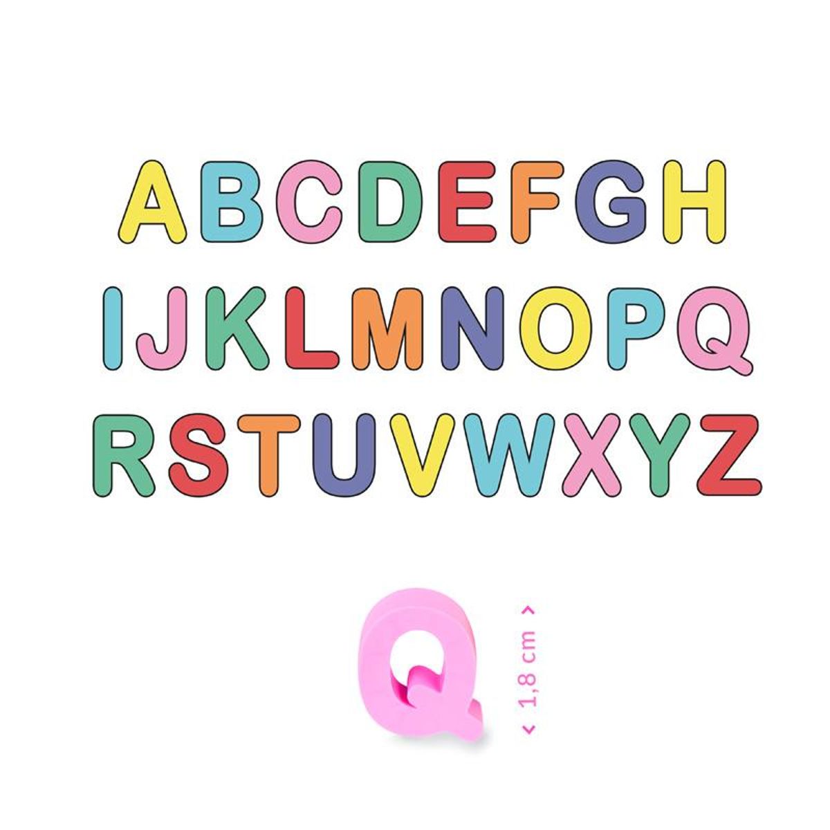 alphabet, Buchstaben, bunt, Bildungsspielzeug, pinkes Q-Form