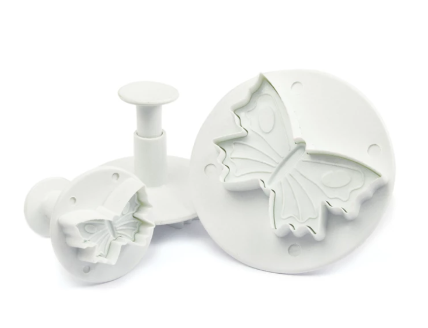 Schmetterlings-Ausstecher, Fondant-Ausstecher, Kunststoff, weiß, Stempelform