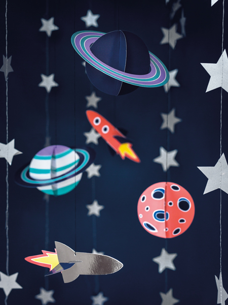 raumfahrt, hängerdeko, planeten, asteroiden, sternenspiegel