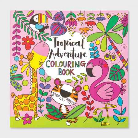 coloring book, tropical, animals, flamingo, giraffe