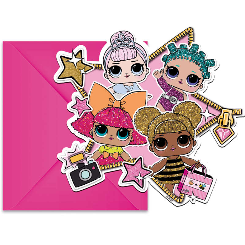 Invitations d'anniversaire LOL Surprise!, 8 pcs.