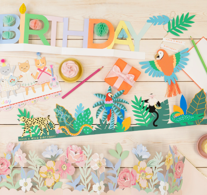 birthday, dekor, papierkunst, papagei, blumen