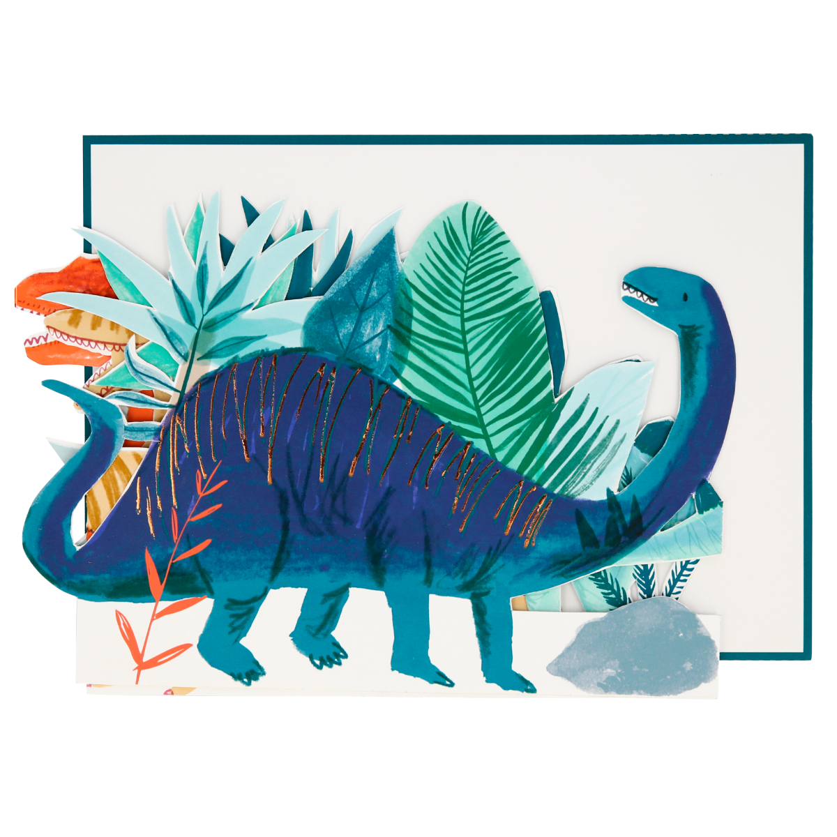Dinosaurier, Papierkunst, Koloriert, Landschaft, Junges Muster