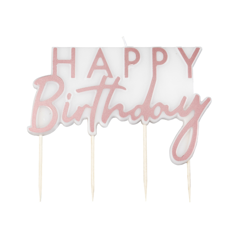 Geburtstagskerze Happy Birthday Rosé, 1 Stk.