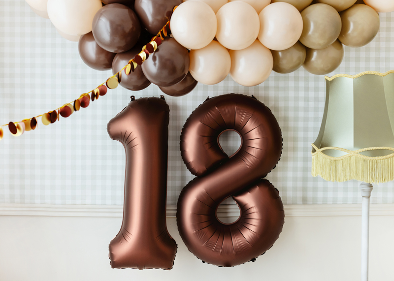 Luftballons, Ballons, Zahl-18, Bronze Ballon, Dekoration