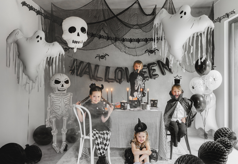 Halloween, Kostüm, Kinder, Geisterballon, Skelett