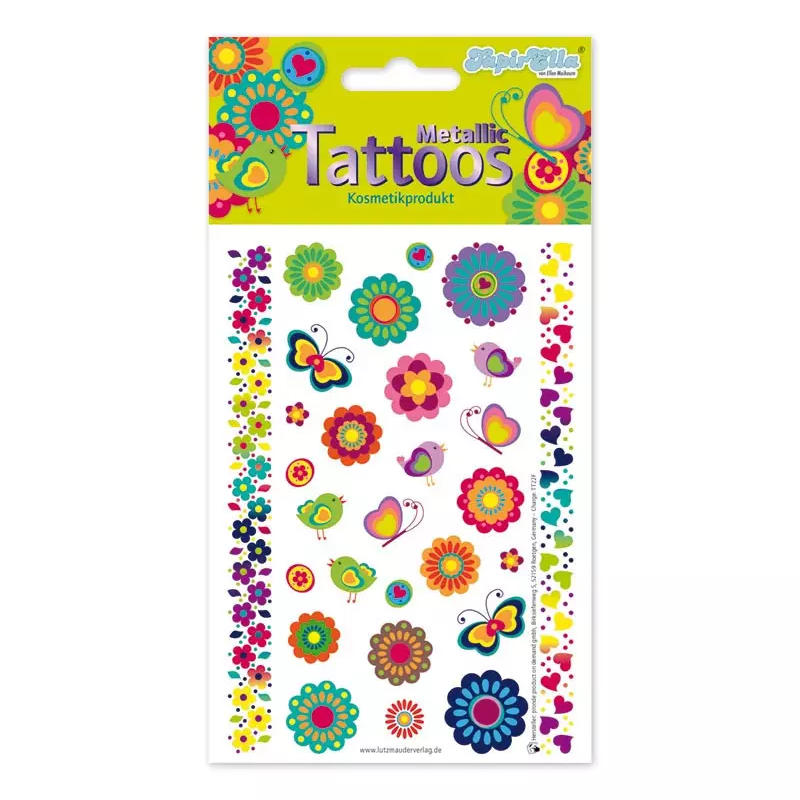 Kindergeburtstag-Tattoos-Metallic-Blumen-1