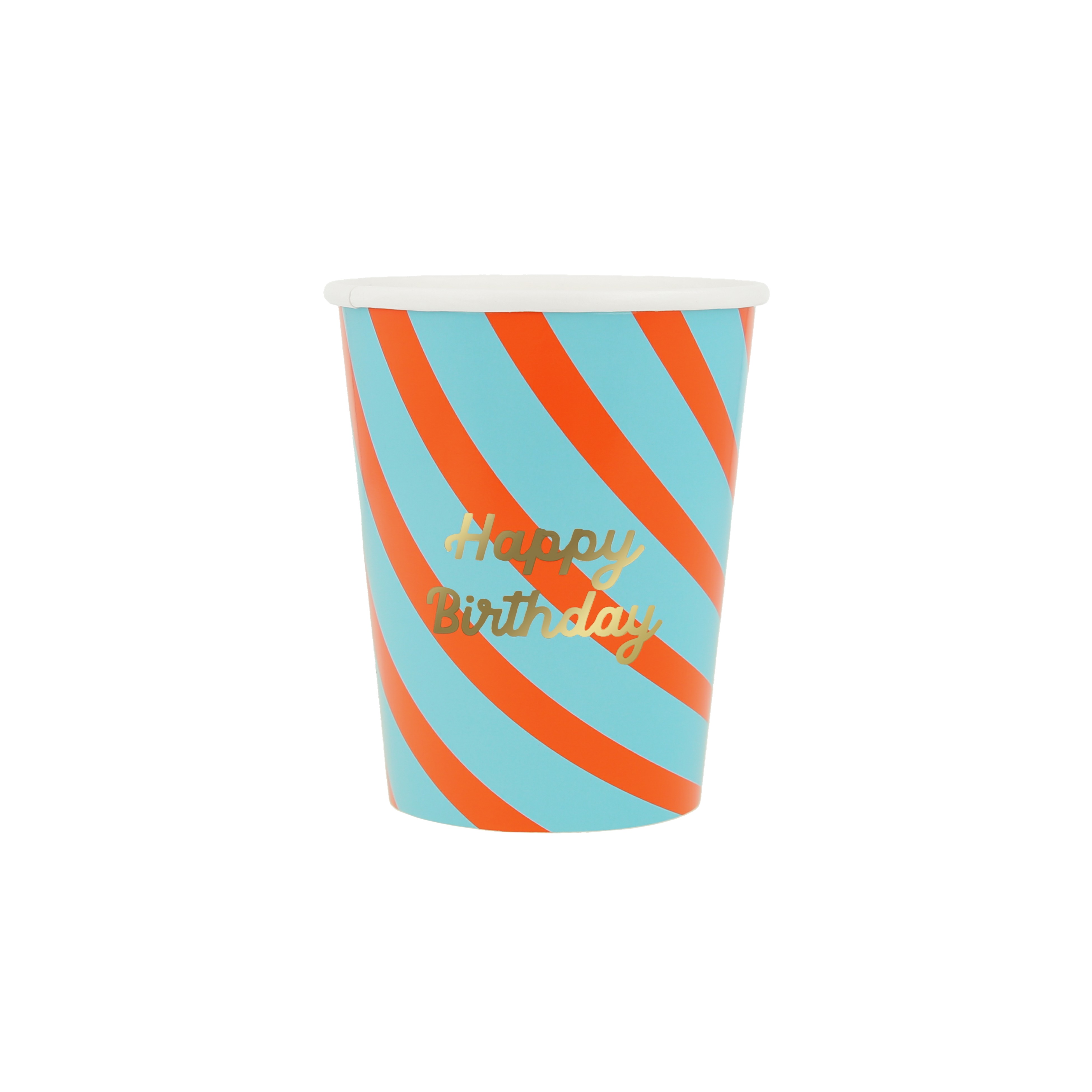 Happy Birthday, Diagonale Streifen, Bunte Tasse, Beschriftete Tasse, Servietten-Tipp