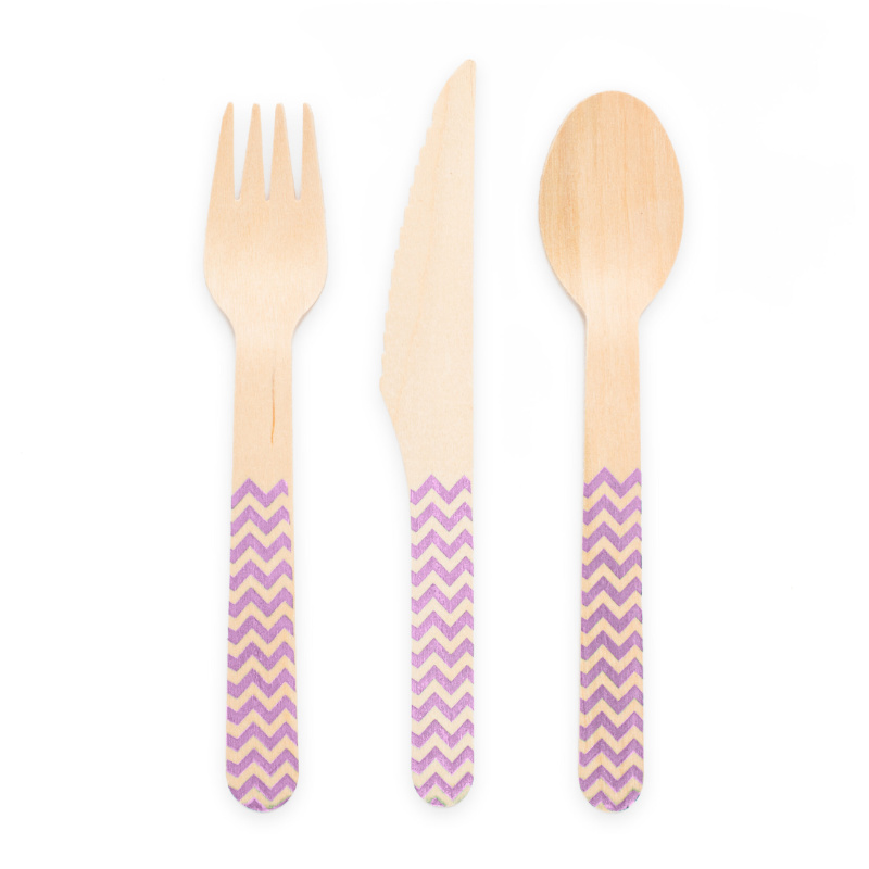 Couverts en bois Lavande, 18 pcs.