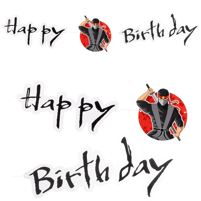 Kindergeburtstag-Girlande-Ninja-Happy-Birthday