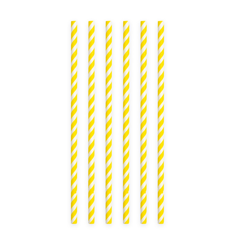 Pailles à boire jaune rayé, 20 pcs.