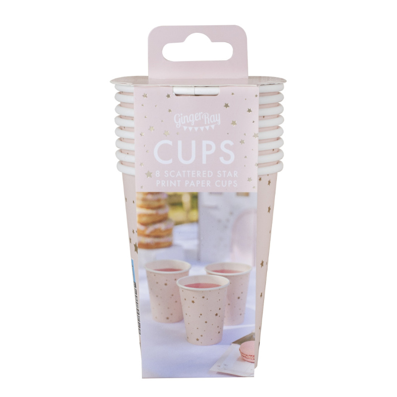 Kindergeburtstag-Partybecher_Sterne_Pink_Gold_8_Stk_1