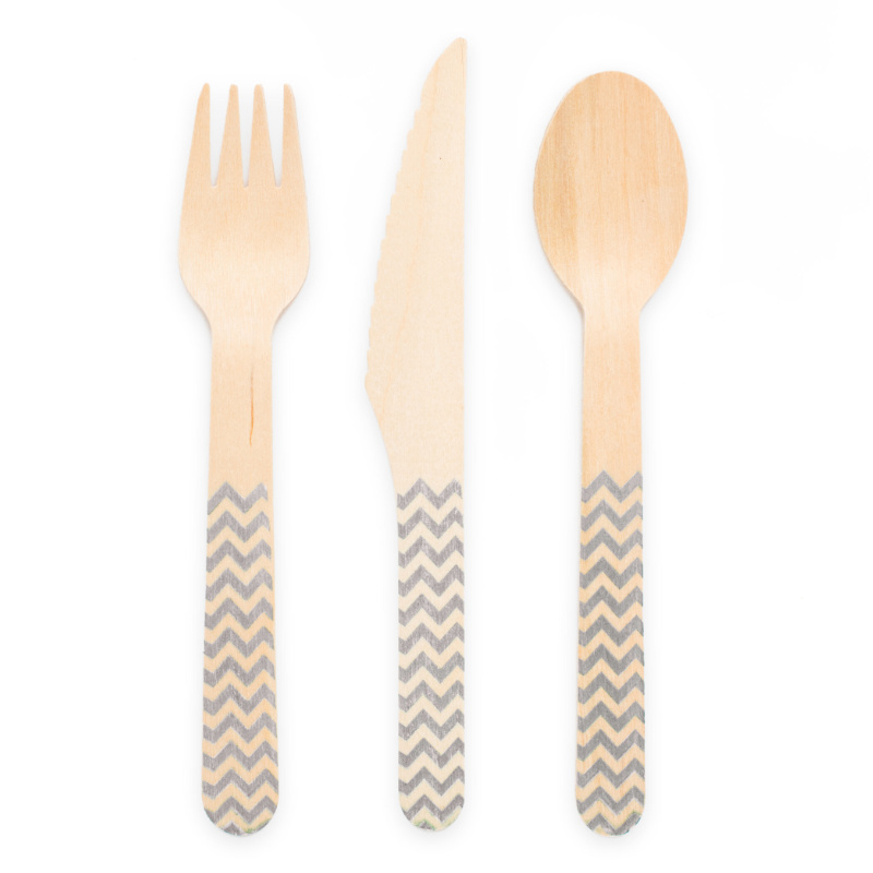 Couverts en bois argent, 18 pcs.