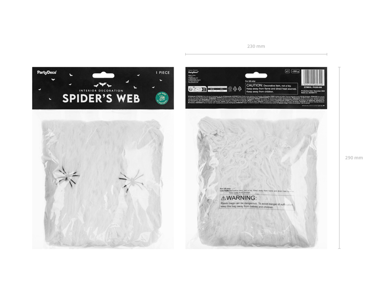 Spinnenwebdeko, Wanddeko, Stoffspinne, weiße Spinne Motiv, verpackte Dekoration