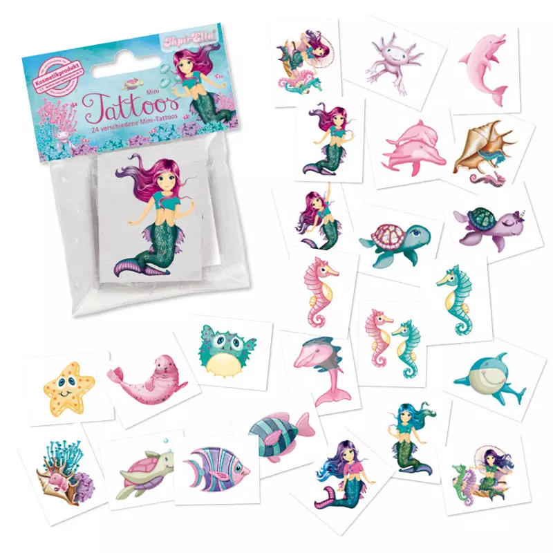Kindergeburtstag-Mini_Tattoo_Set_Meerjungfrau_24tlg