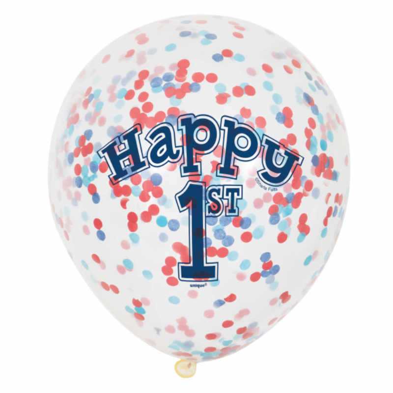 Konfettiballone 1. Geburtstag, 6 Stk.