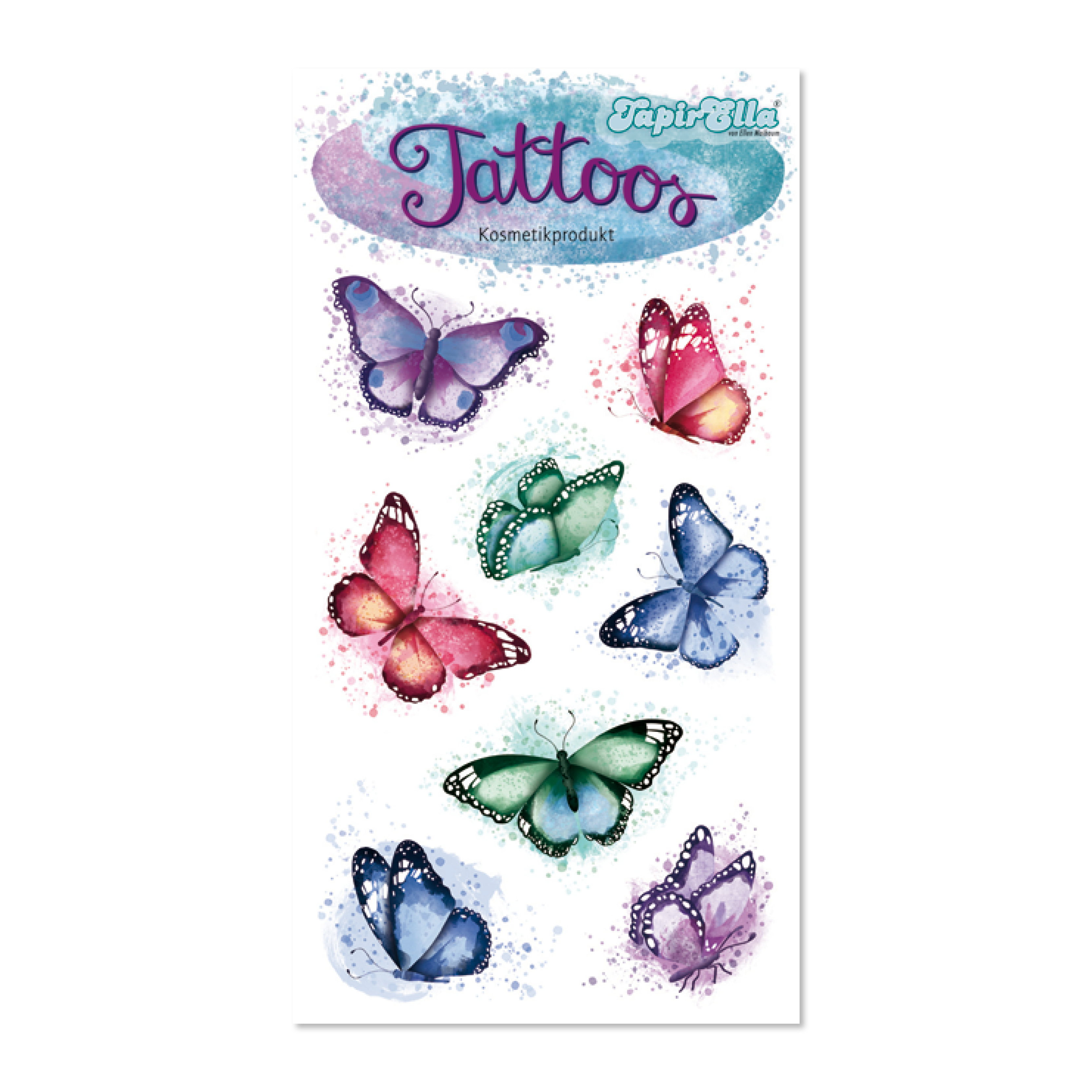 Tattoo-Aufkleber, Schmetterling-Aufkleber, Aquarell-Schmetterlinge,  temporäre Tattoos, bunte Schmetterlinge