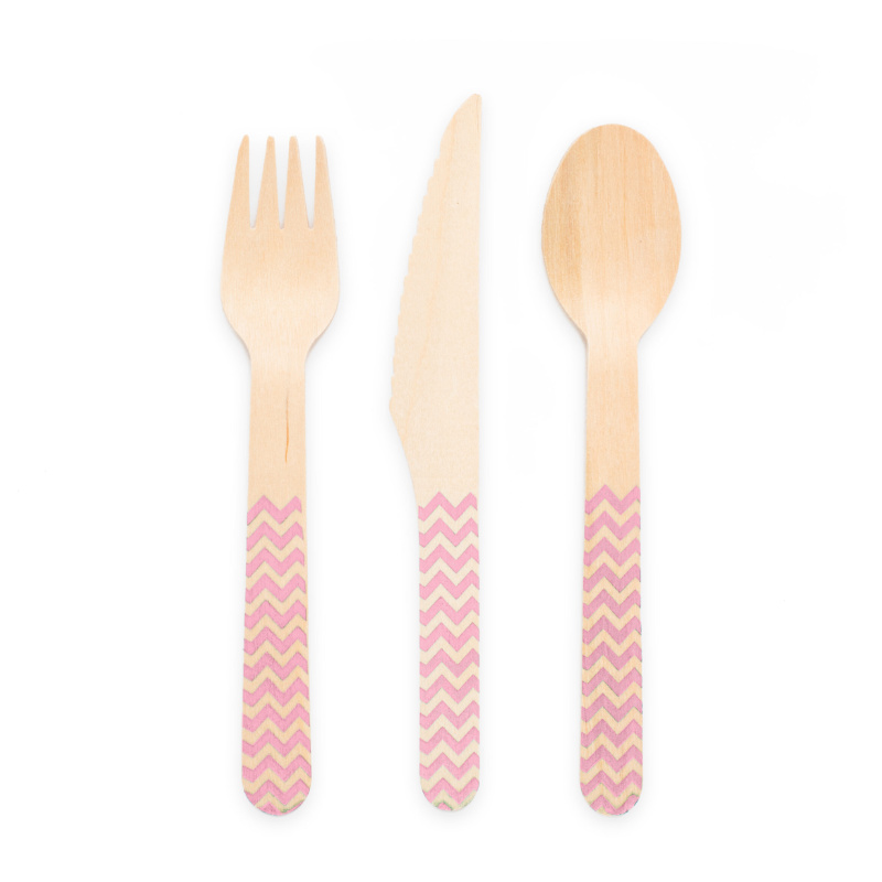 Holzbesteck Pink, 18 Stk.