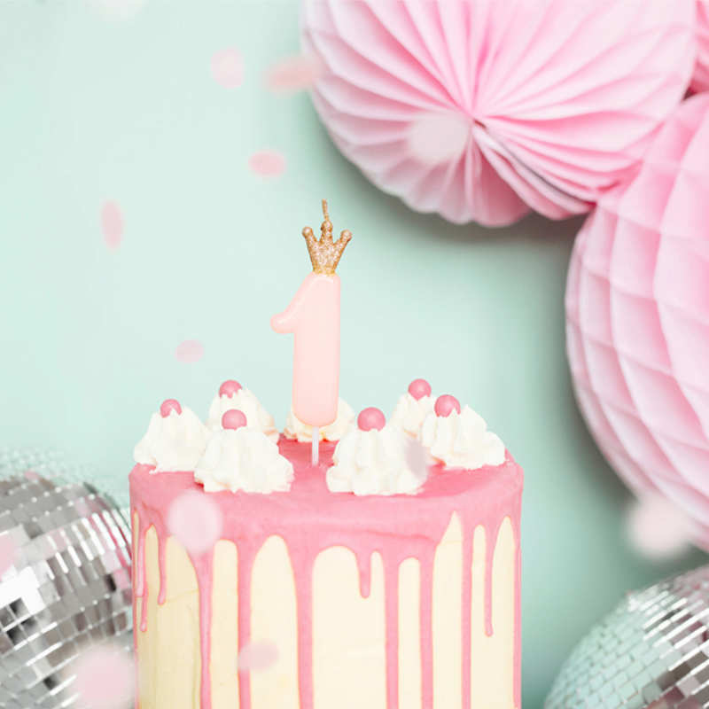 Kindergeburtstag-Zahlenkerze_Zahl_1_mit_Krone_Rosa_1