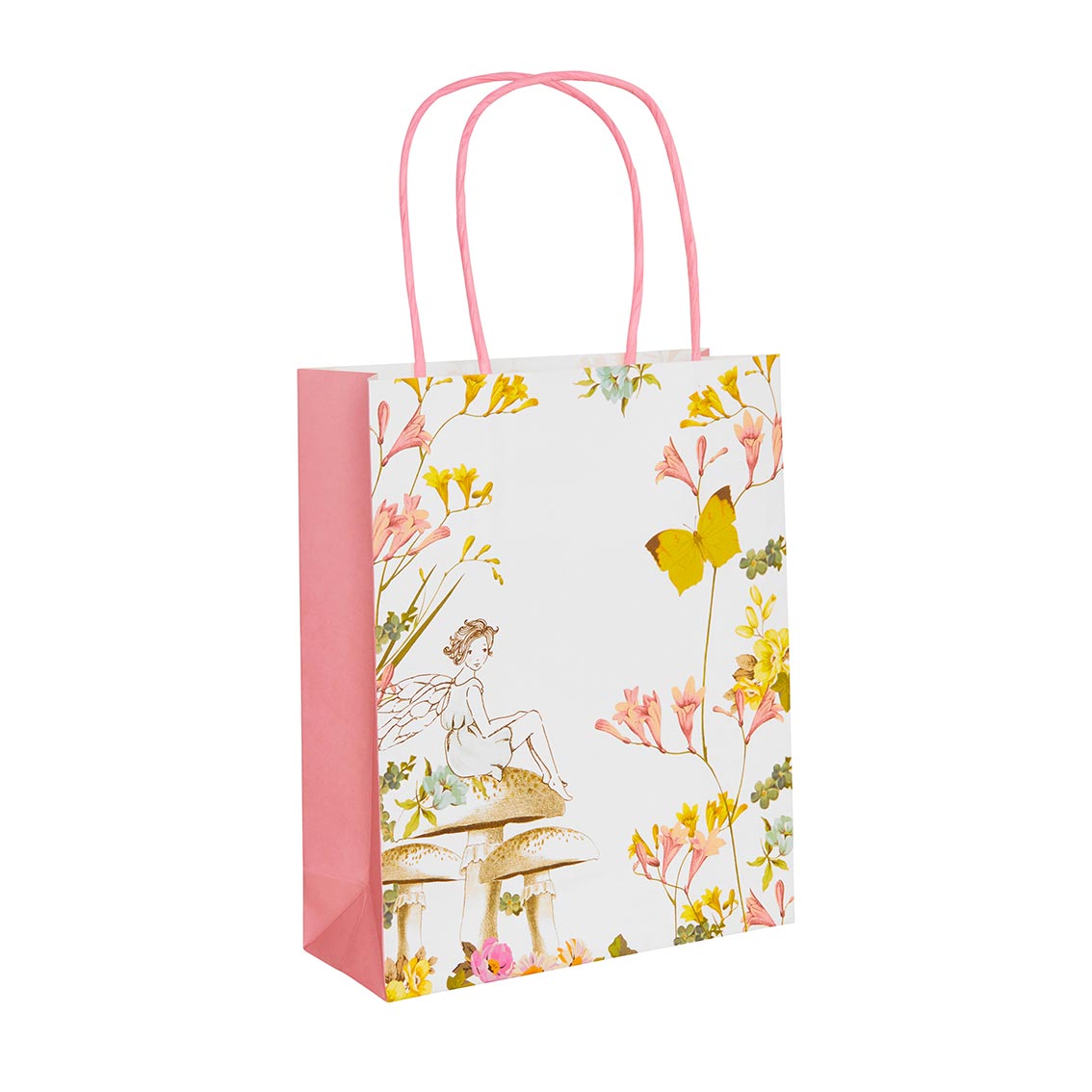 Geschenktüte, Papierbeutel, Blumenmuster, Schmetterling, rosa-accente