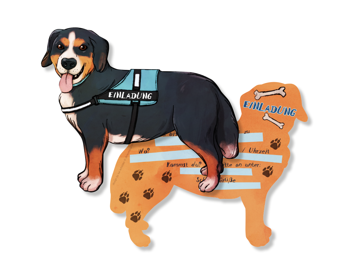 Einladungskarten Hund, 6 Stk.