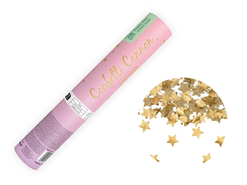 Konfetti, Confetti-Kanone, goldene Sterne, Streudeko, Papierkonfetti
