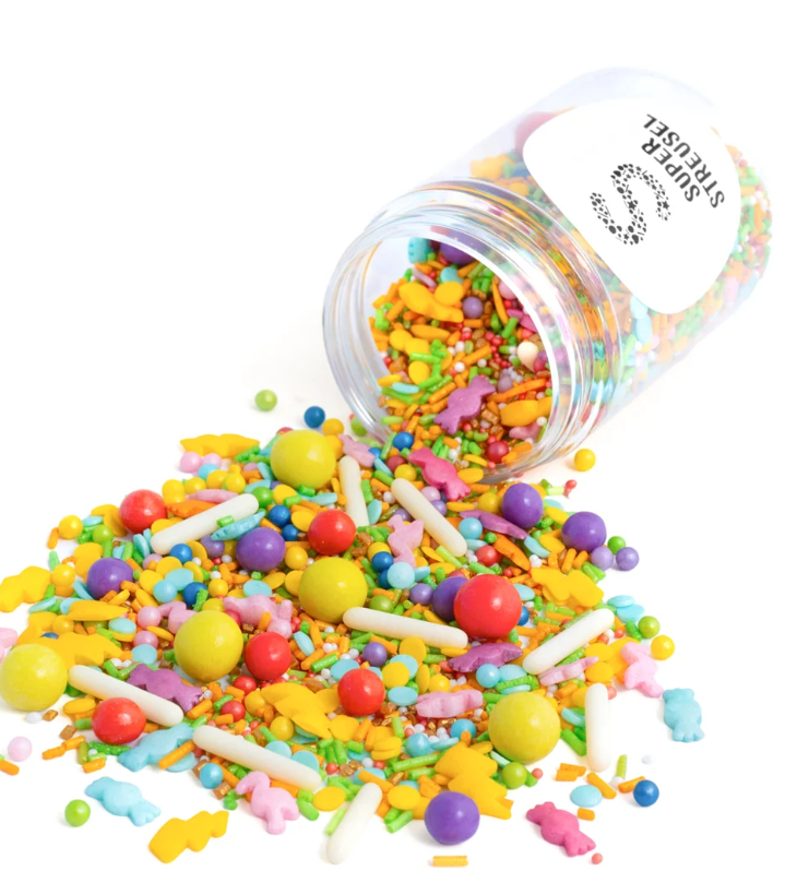 bunte Streusel, Süßigkeitenstreusel, Dekorstreusel, Zuckerware, Sprinkles Glasbehälter