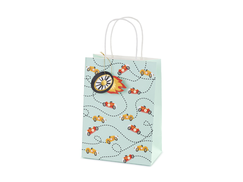 Geschenktüte, Papiertüte, Auto-Pattern, Motivdruck, Fahrzeug-Dekor