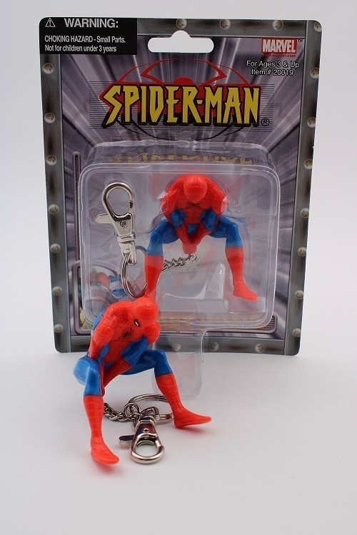 Spider-Man Schlüsselanhänger, Figuranhänger, rote blaue Figur, Metallöse, Miniaturspielzeug