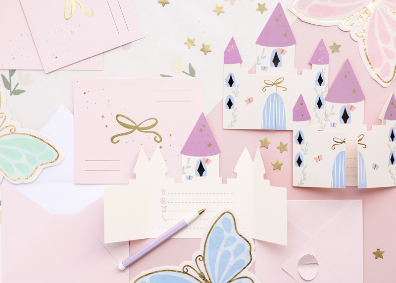 pink, Schloss, Prinzessin, Schmetterling, Karten