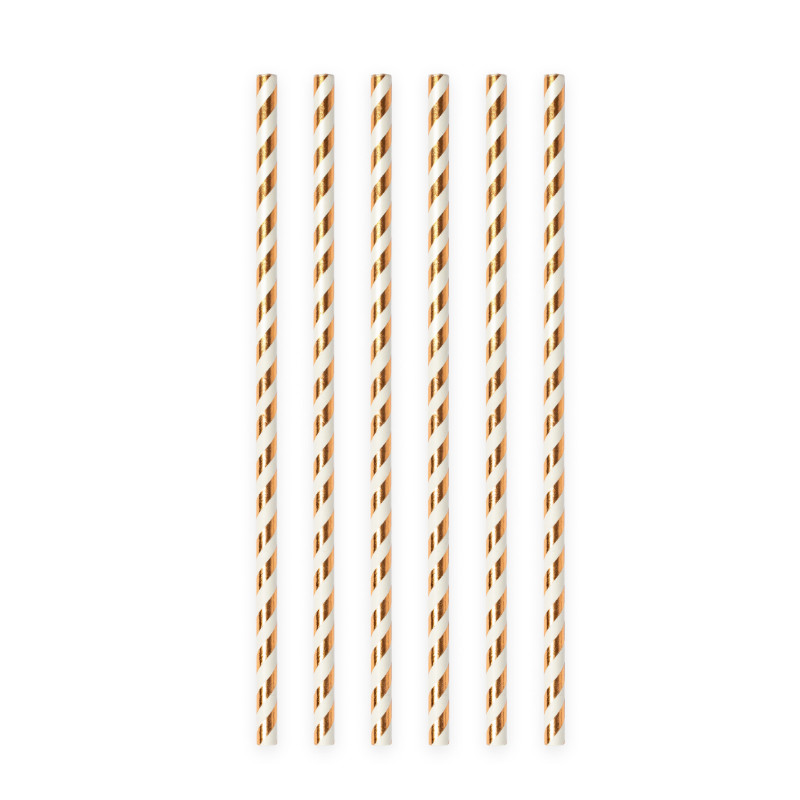 Pailles or rose rayées, 20 pcs.