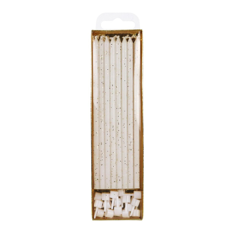 Geburtstagskerzen Glitzer Weiss, 16 Stk.