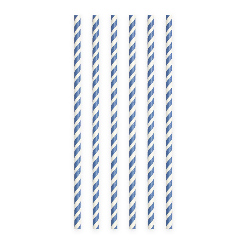 Pailles bleu foncé à rayures, 20 pcs.