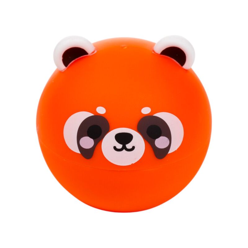 Spielzeug, Gummi, Orangene Kugel, Tiermotiv, Panda Gesichtsdesign