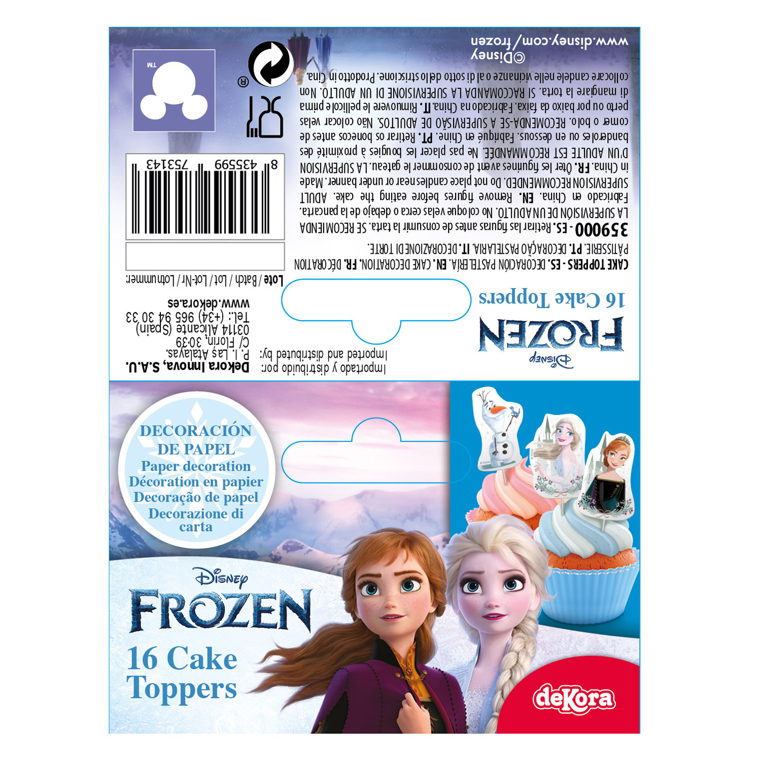 Frozen, Toppers, 16 pieces, papel decorativo, figuras princesa