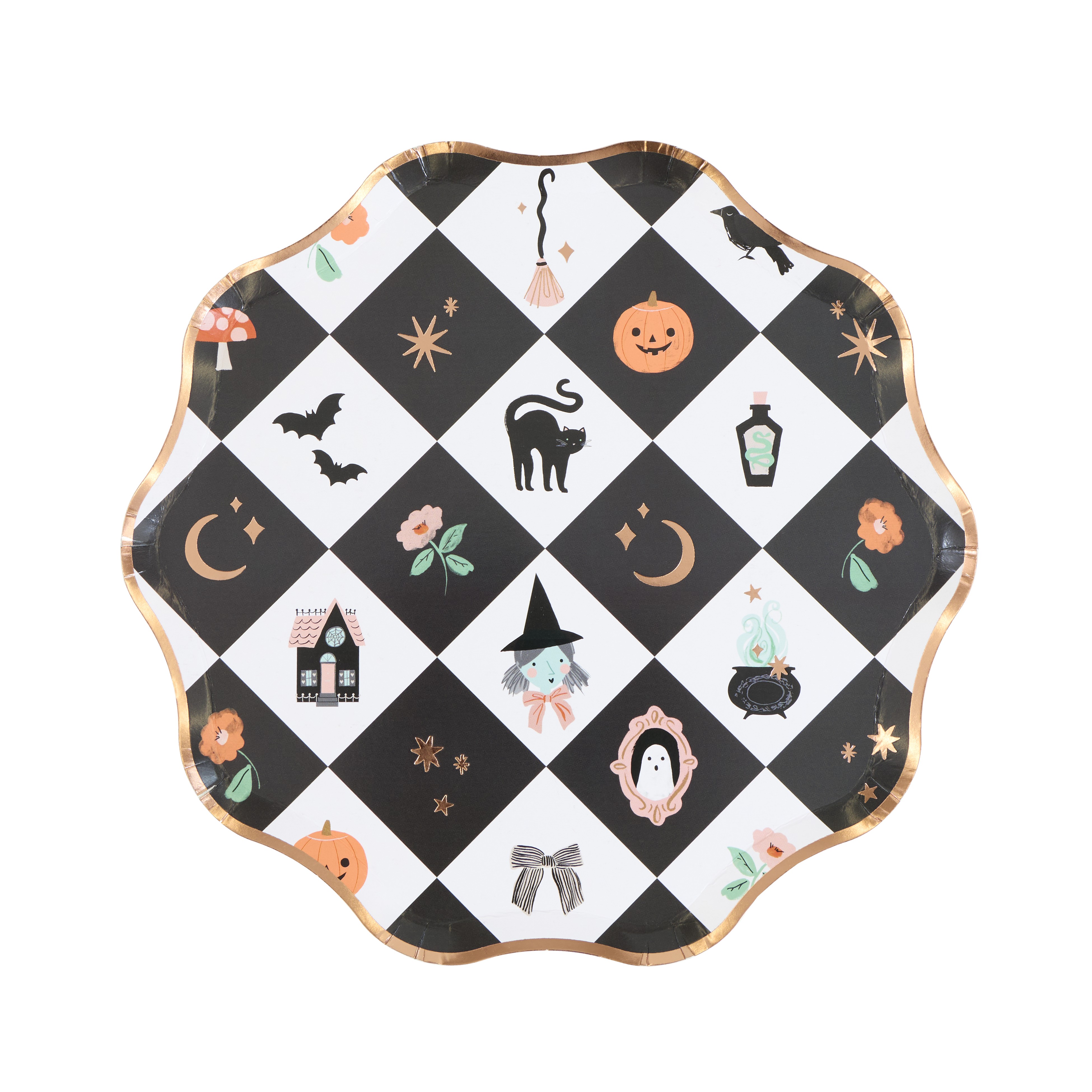 Halloween, Checkerboard, Tplatte, Schwarz, Gold