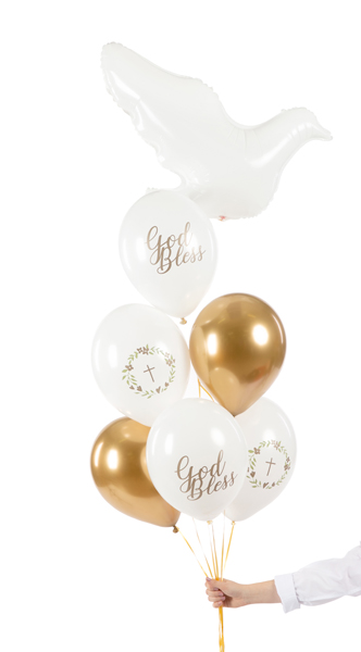 balloons, weiße Ballons, goldene Ballons, Taube Ballon, Kreuz Kranz Ballon