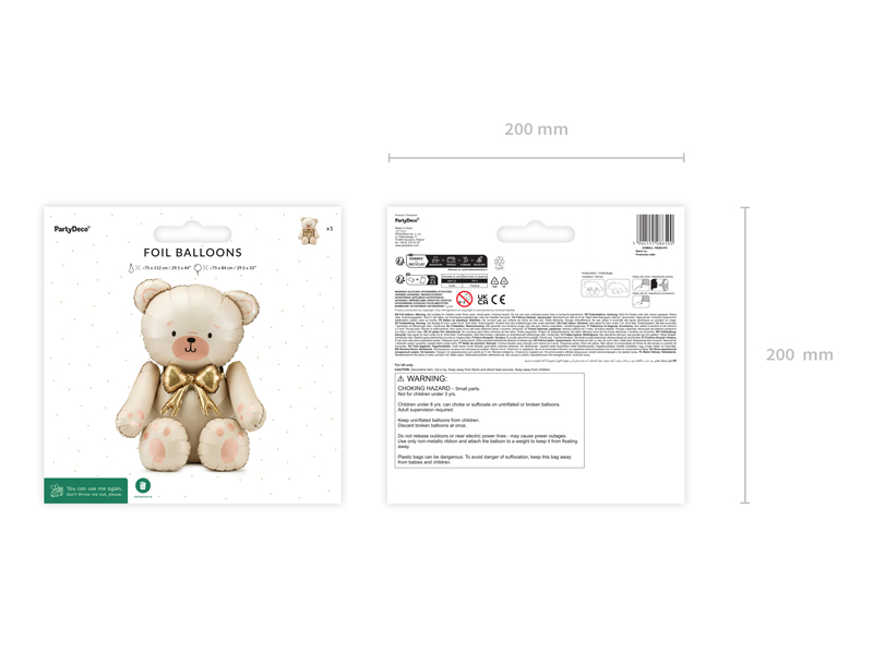 Teddy Bear, Folienballons, Beiger Bär, Goldene Schleife, Geschenkdekoration