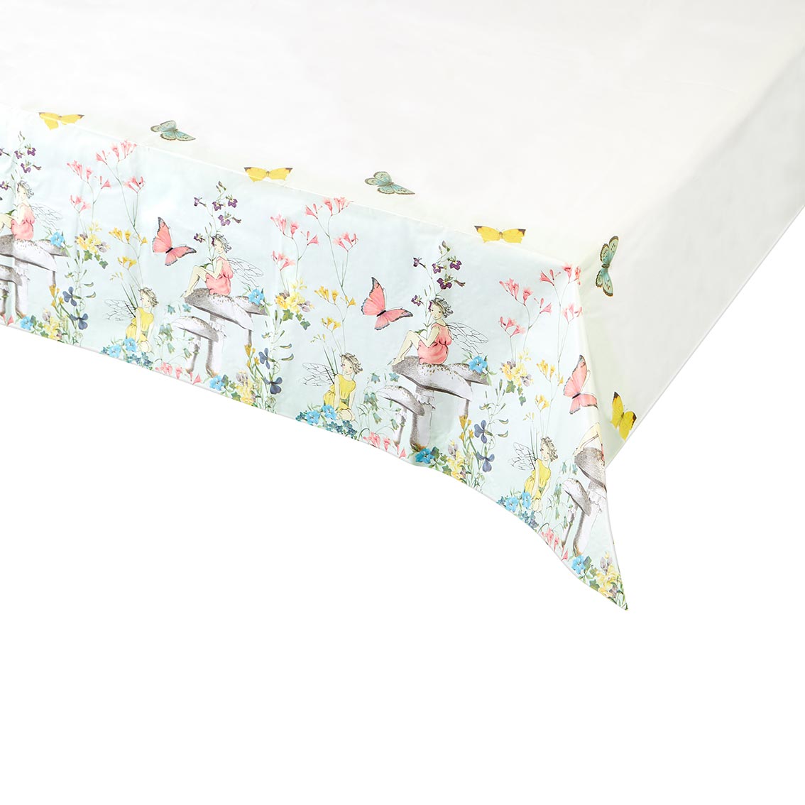Tischdecke, Blumenmuster, Schmetterlingsprint, Pastellfarben, Bedruckte Tischdecke