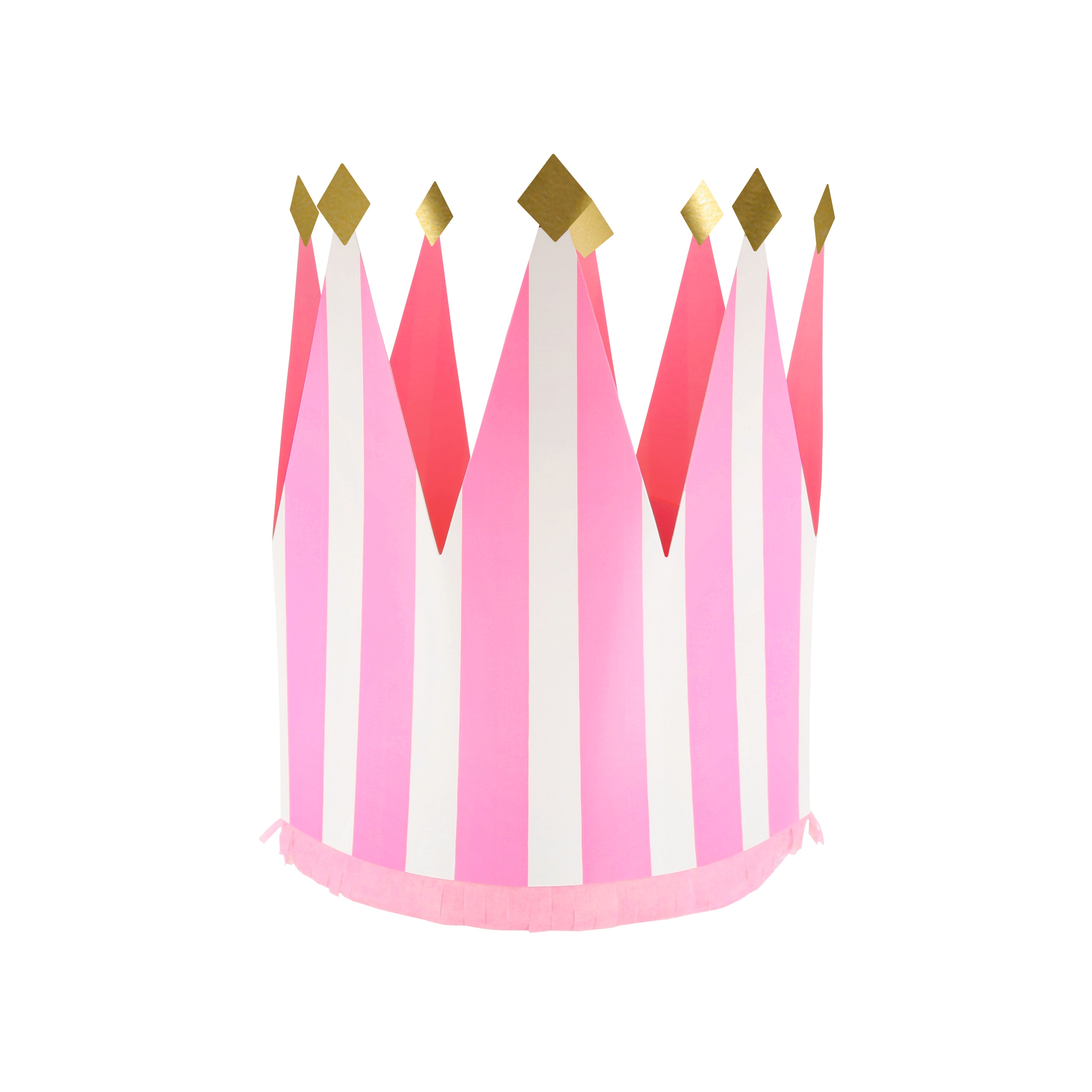 Geburtstagskrone, Pappkrone, Pink, Streifen, Goldakzente