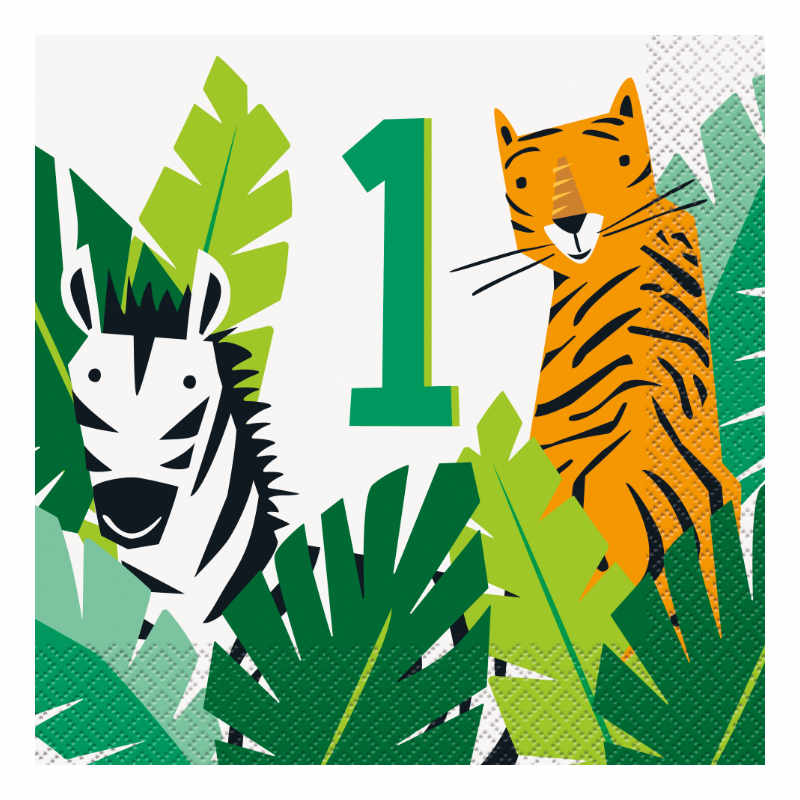Servietten 1. Geburtstag Jungle, 16 Stk.