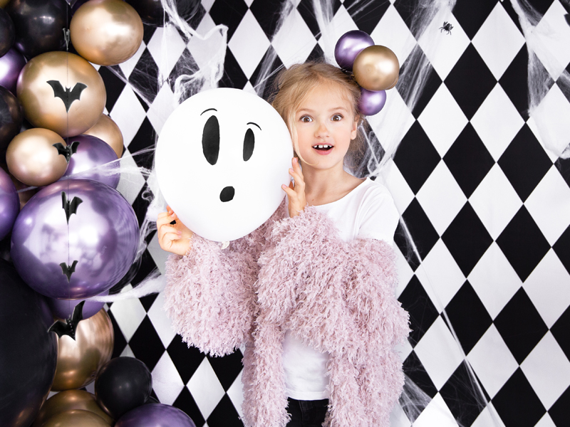 Kinderfrau Halloween, Spukballon, Maskenball, Stoffjacke, Pastellfarben Ballons