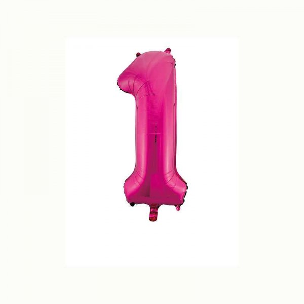 Folienballon Zahl 1 metallic-pink, 1 Stk.