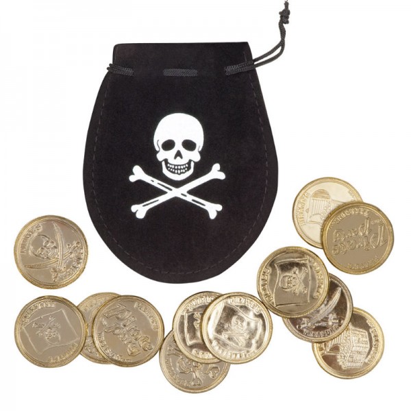 Piratenbeutel mit 12 Goldmünzen