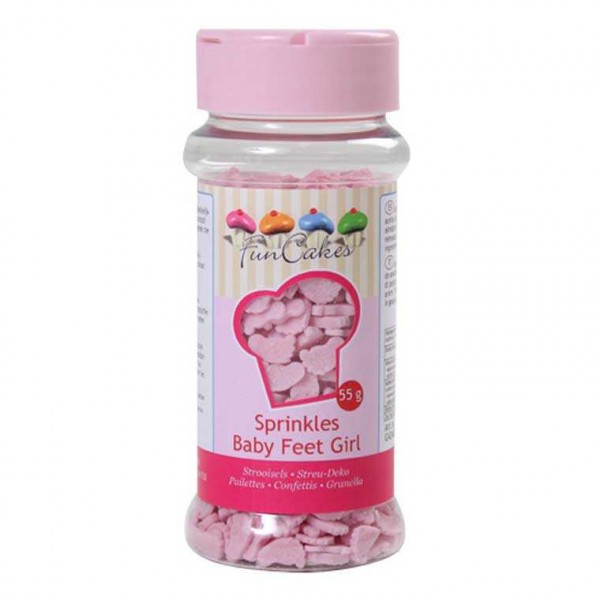 Funcakes Zuckerstreusel Babyfüsschen rosa, 55 g