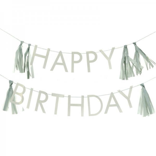 Guirlande de glands Happy Birthday vert