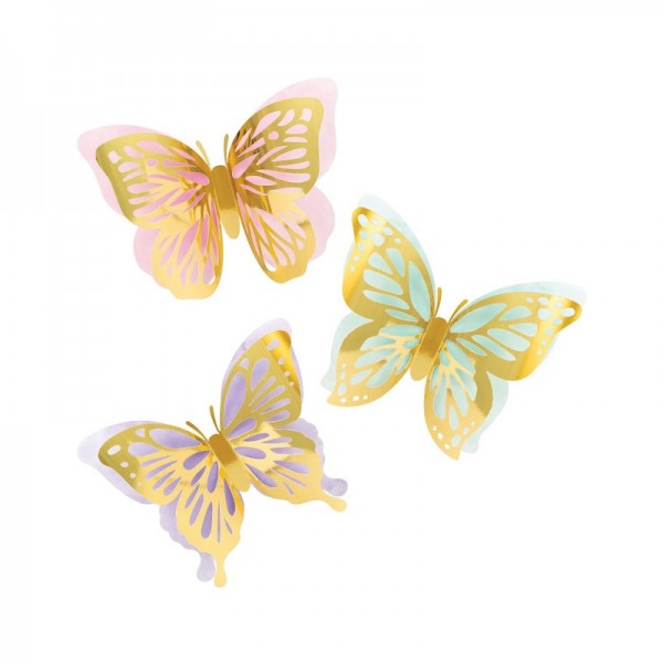 Décoration murale 3D papillons, 3 pcs.